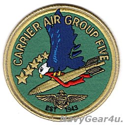 画像1: CVW-5 "CARRIER AIR GROUP FIVE"THROWBACK部隊パッチ（ベルクロ有無）