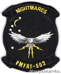 画像1: VMFAT-502 NIGHTMARES部隊パッチ（ブラックアウトVer./ベルクロ付き）