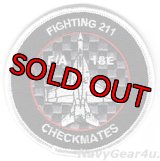 VFA-211 FIGHTING CHECKMATES F/A-18Eショルダーバレットパッチ（ブラックアウトVer./ベルクロ有無）