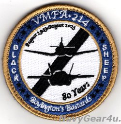 画像1: VMFA-214 BLACK SHEEP 部隊創設80周年記念ショルダーバレットパッチ（ベルクロ付き）