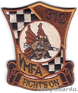 画像1: VMFA-312 CHECKER BOARDS部隊パッチ（デザート/ベルクロ付き）
