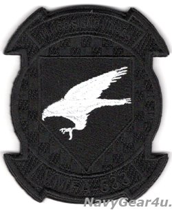 画像1: VMFA-533 HAWKS 部隊パッチ（ブラックアウトVer./ベルクロ付き）