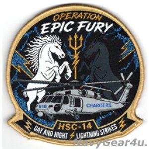 画像: HSC-14 CHARGERS CVW-9/CVN-72 Operation Epic Fury作戦クルーズ2026記念パッチ（ベルクロ付き）