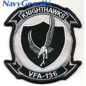 画像: VFA-136 KNIGHTHAWKS 部隊パッチ（グレイ）