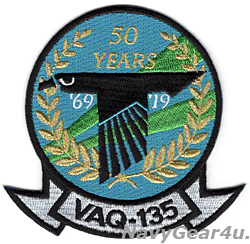 画像1: VAQ-135 BLACK RAVENS 2019部隊創設50周年記念部隊パッチ（ベルクロ有無）