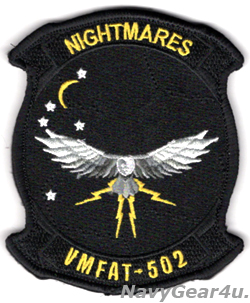 画像1: VMFAT-502 NIGHTMARES部隊パッチ（ブラックアウトVer./ベルクロ付き）