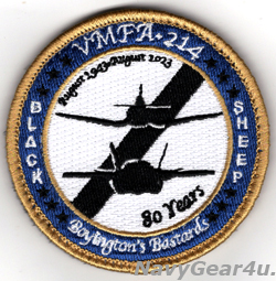 画像1: VMFA-214 BLACK SHEEP 部隊創設80周年記念ショルダーバレットパッチ（ベルクロ付き）
