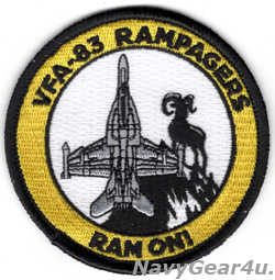 画像1: VFA-83 RAMPAGERS F/A-18E "RAM ON!"ショルダーバレットパッチ(ベルクロ有無）