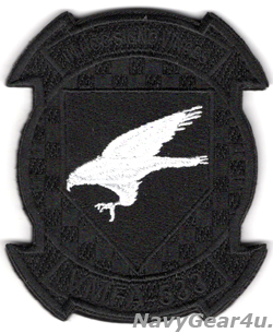 画像1: VMFA-533 HAWKS 部隊パッチ（ブラックアウトVer./ベルクロ付き）